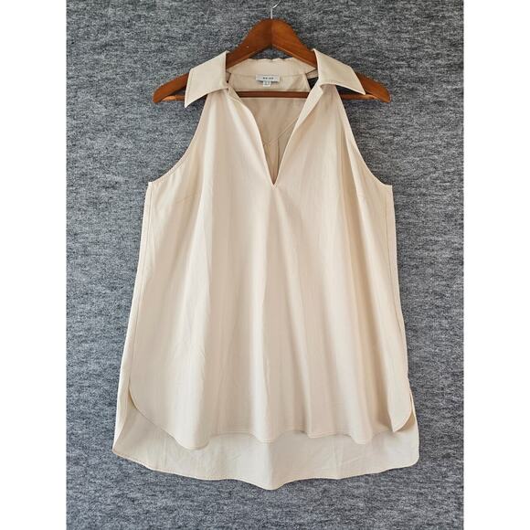 Layla Open-Collar Cotton Blend Sleeveless Top Size 8 - Picture 1 of 5